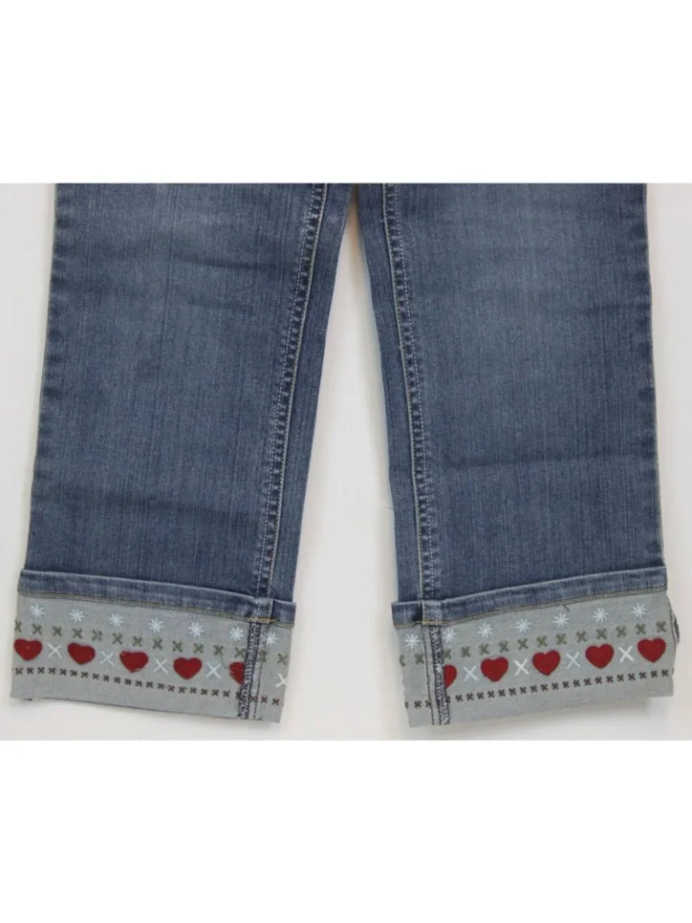 2007 Gymboree Mountain Cabin Denim Jeans sz 6 Hearts Winter Woods Xmas Casual